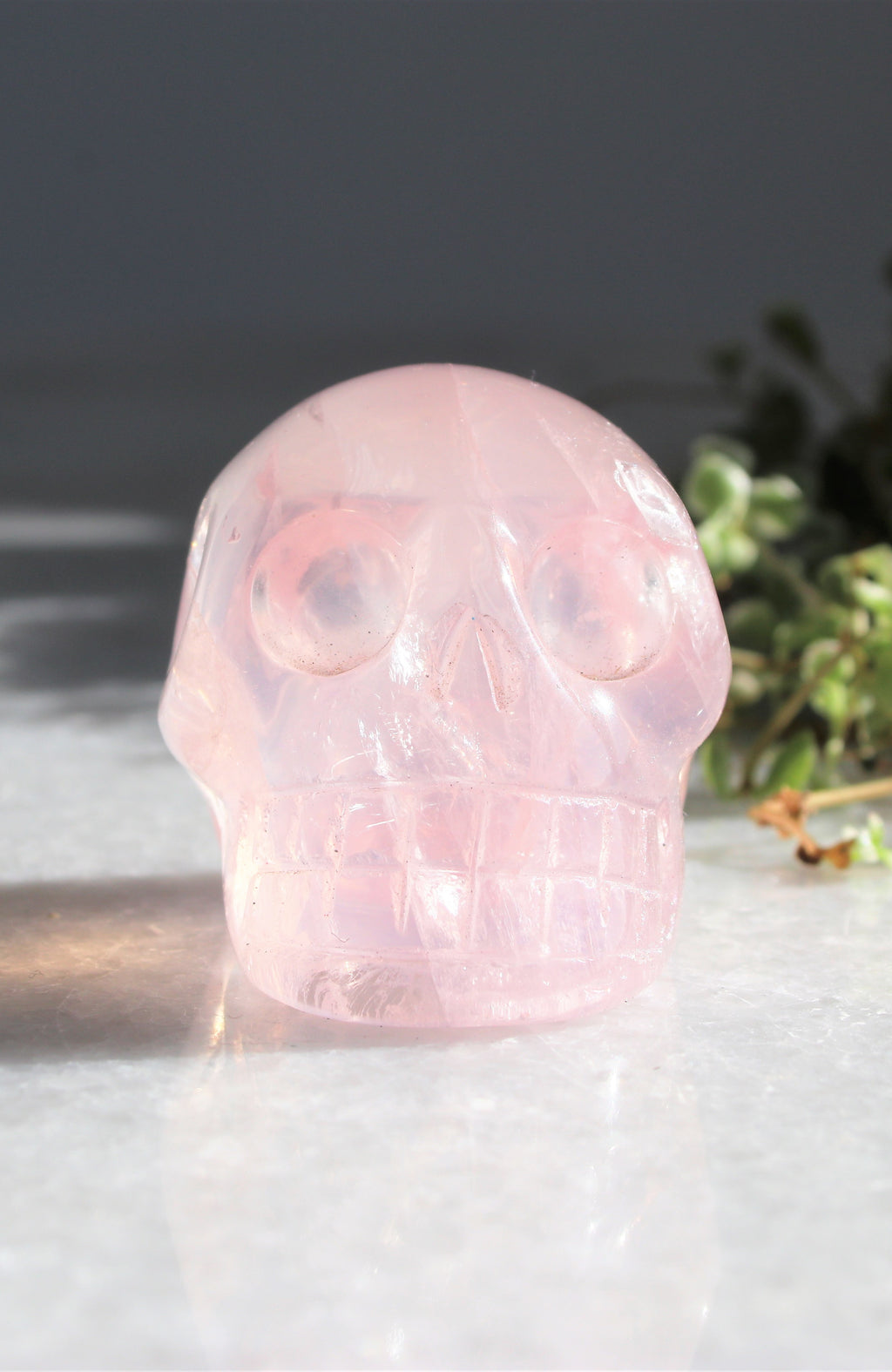 Rose Aura Quartz Skull
