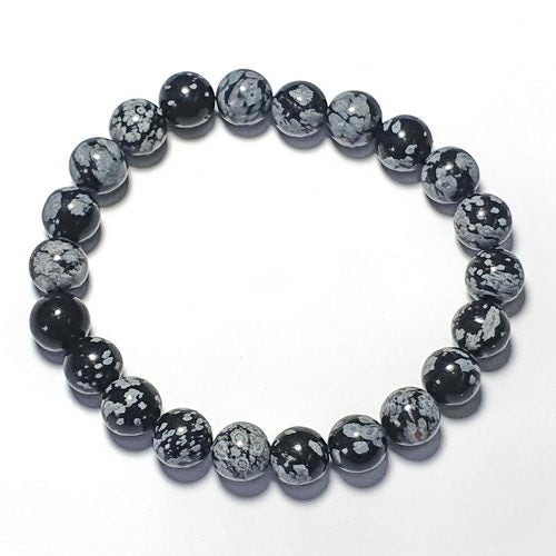 Snowflake Obsidian 8mm Bead Bracelet