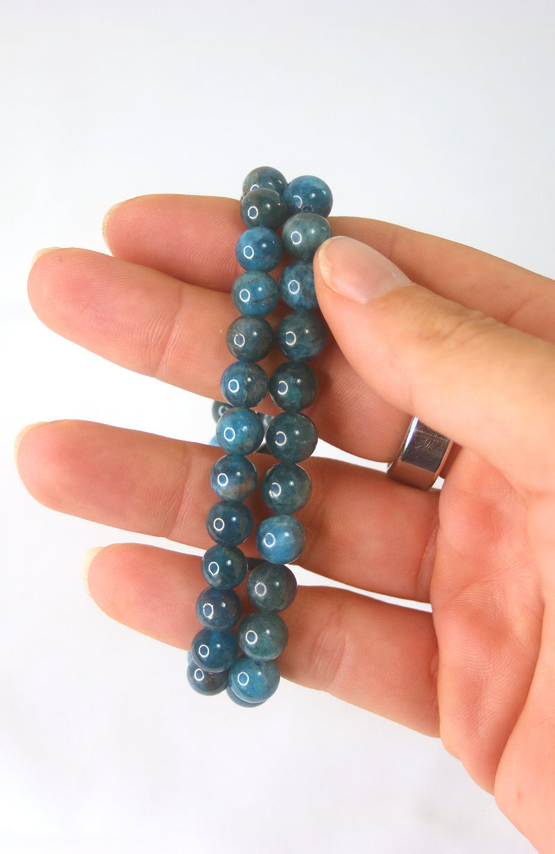 Blue Apatite 8mm Bead Bracelet