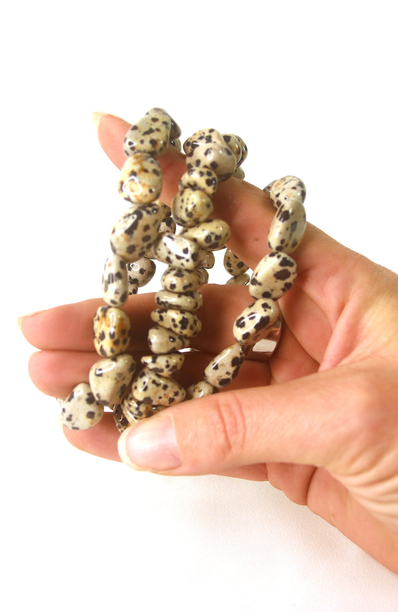 Dalmatian Jasper Tumbled Stone Bracelet