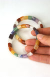 Chakra Faceted Square Bead Bracelet