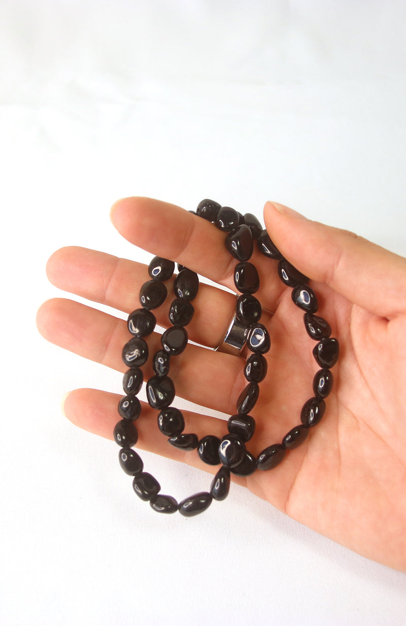 Black Tourmaline Nugget 6-8mm Bracelet for Wrists up to 20cm