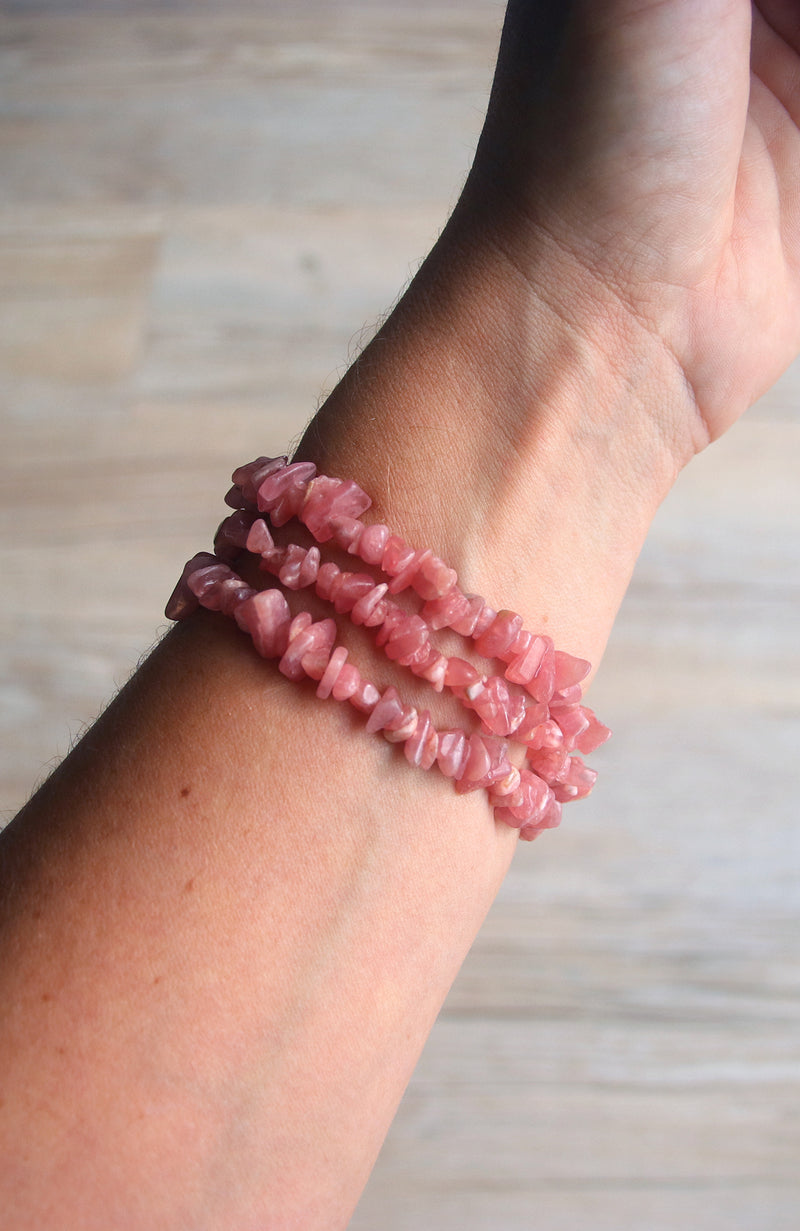 Rhodochrosite Chip Bracelet AAA