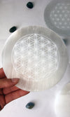 Selenite Charging Plates with Flower of Life Design