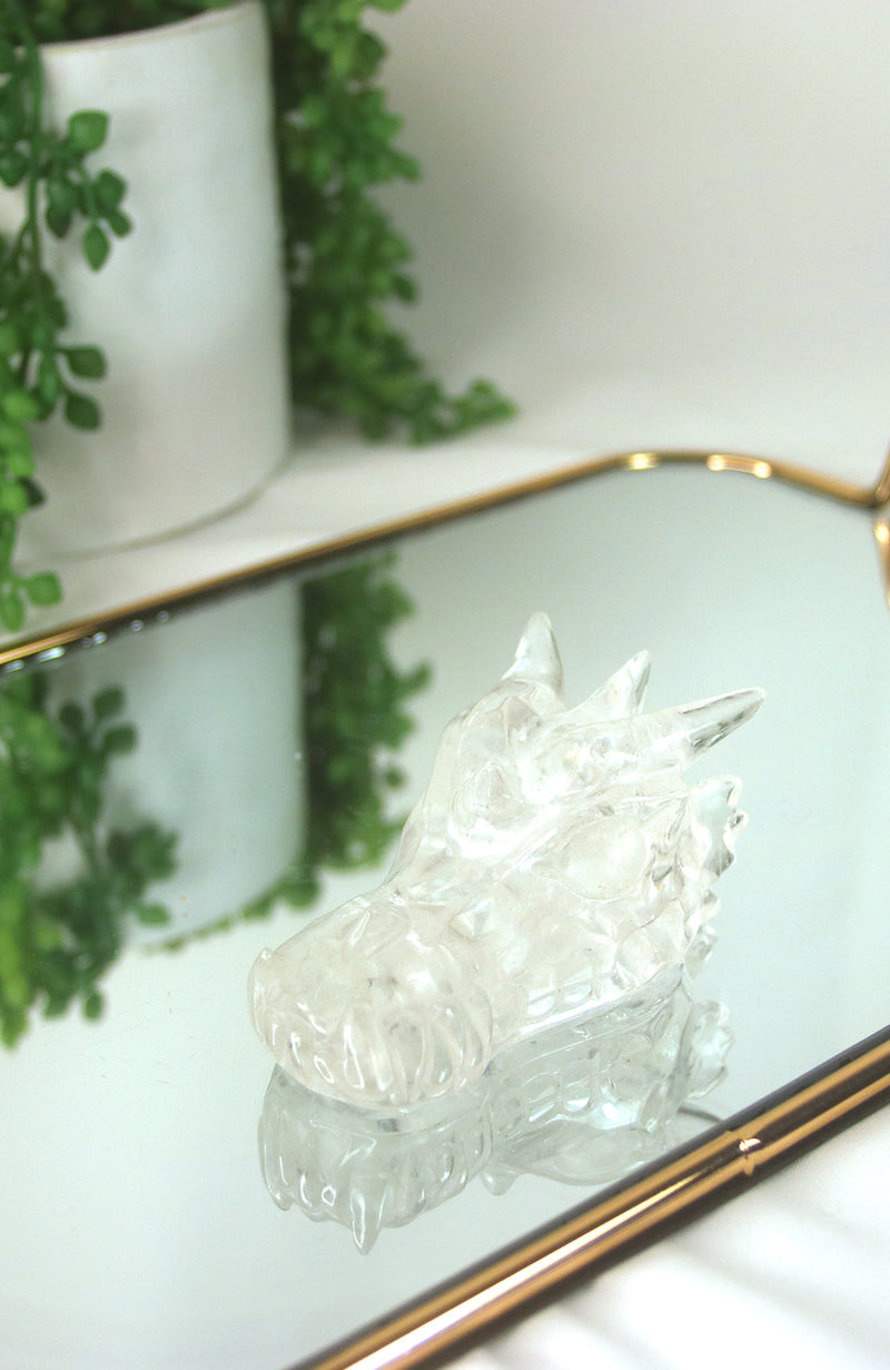 Clear Quartz Dragon Skull