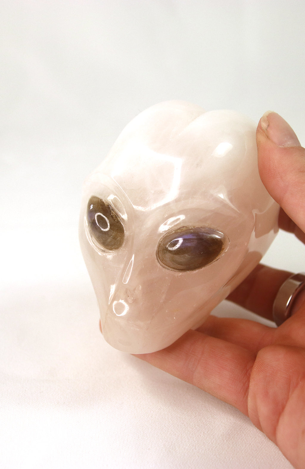 Rose Quartz ET Skull with Labradorite Eyes